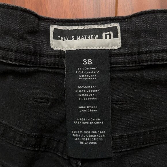 Travis Mathew Jeans Mens Size 38 Denim 5-Pockets Slim Straight Stretch Black - Picture 5 of 6